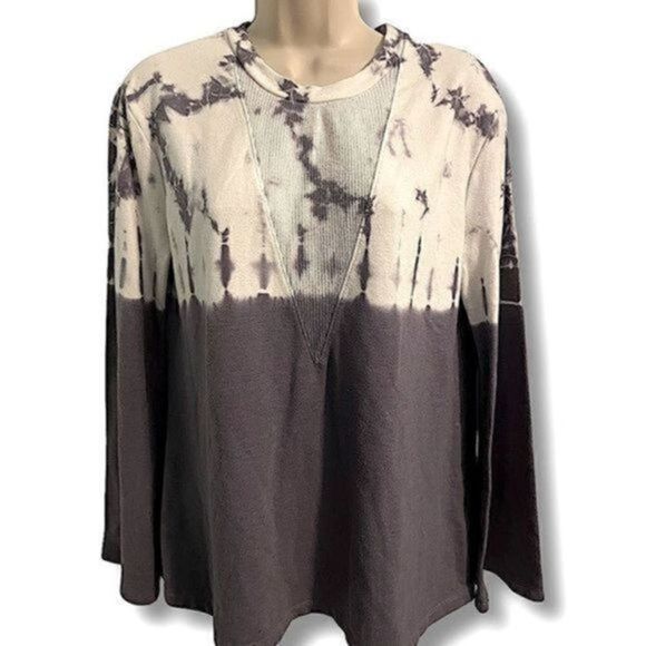 Halcyon Long Sleeve Tie-Dye Cream and Purple Top. Size Small. - Picture 1 of 4